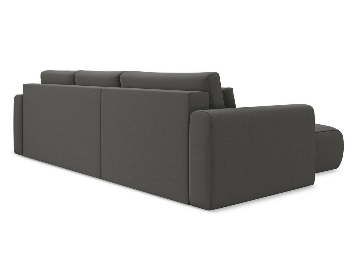 ECKSOFA mit Schlaffunktion Samt Stoff Grau - Dunkelgrau/Schwarz, Kunststoff/Textil (149/278cm) - Makamii