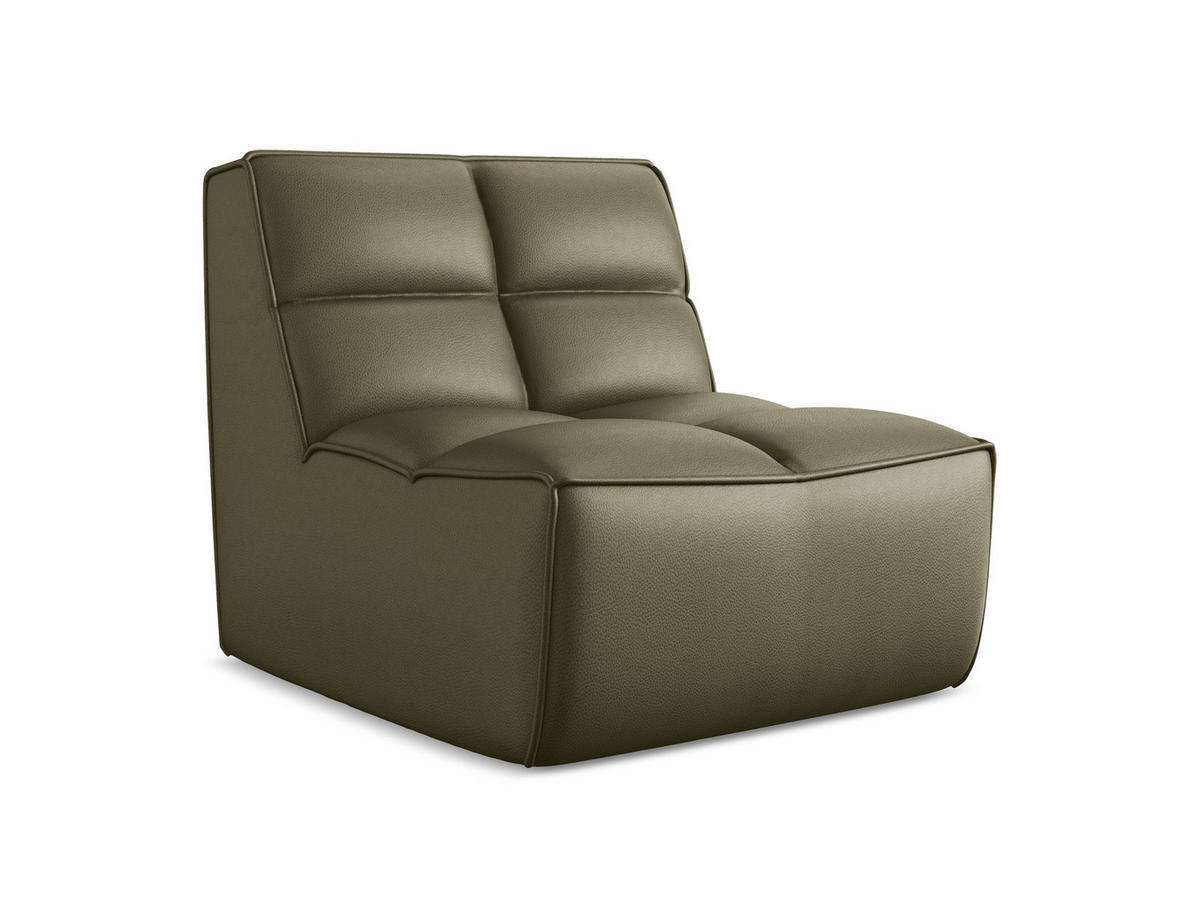 SESSEL Kunstleder Grün - Schwarz/Olivgrün, Leder/Kunststoff (80/75/93cm) - Makamii