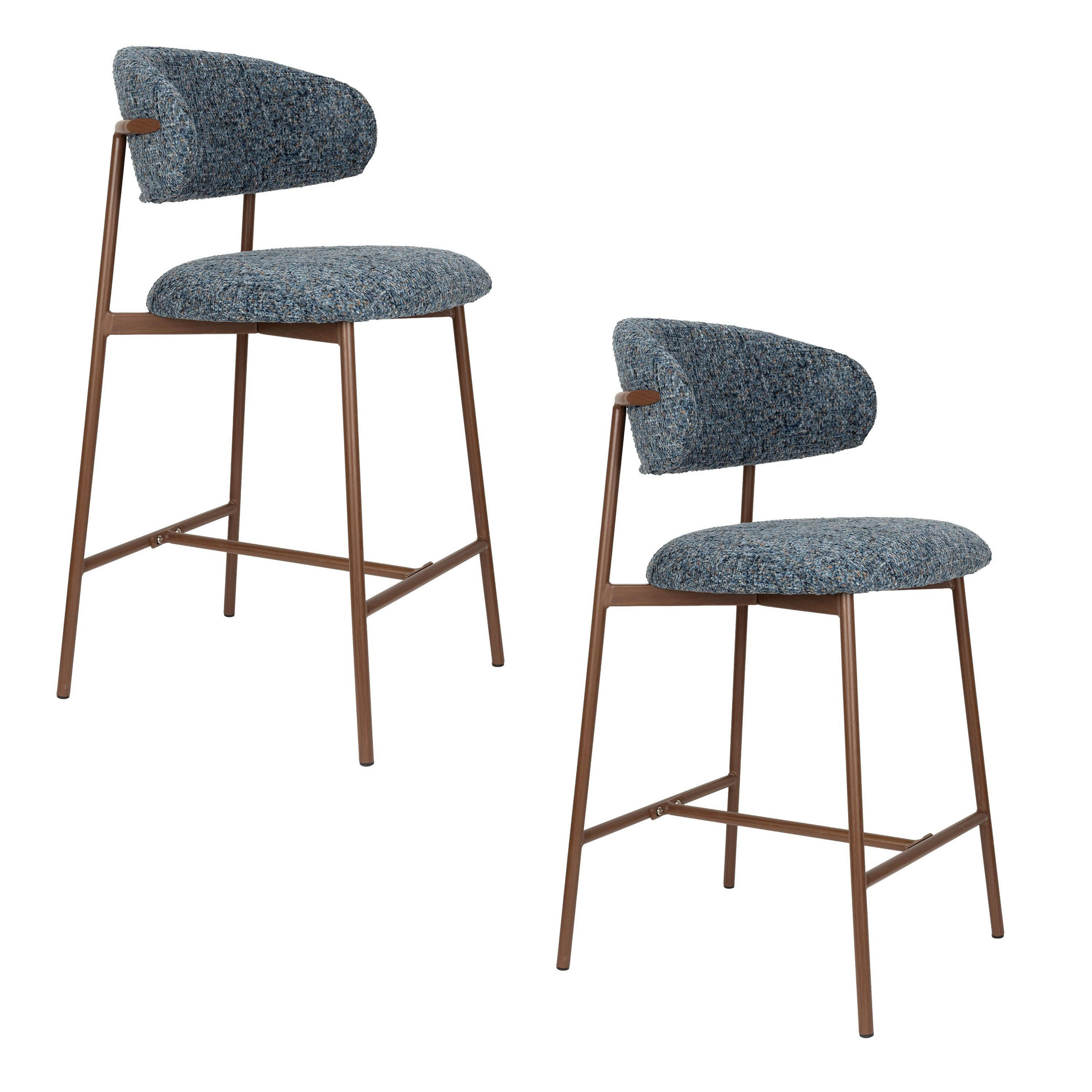 BARHOCKER Claes mit Rückenlehne 65 cm Blau - 2 er Set - Blau, Kunststoff (44/94/51cm) - Housecraft Living