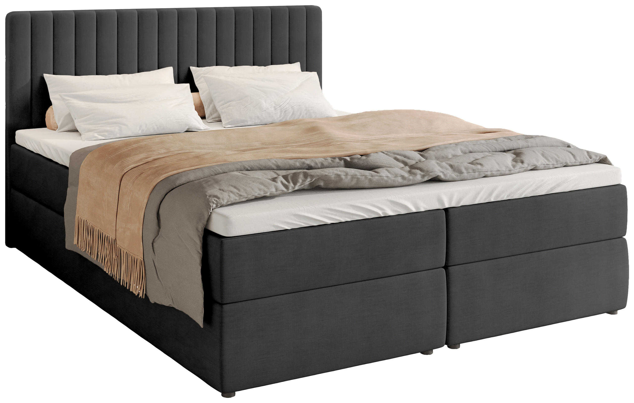 BOXBETT Dream mit Topper 180/200 Anthrazit - Anthrazit, Holzwerkstoff/Textil (180/200cm) - Bromarkt
