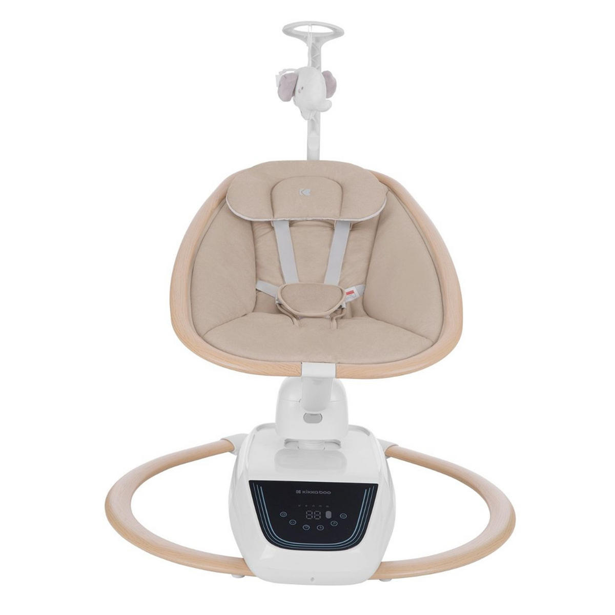 BABYWIPPE BeMoove beige Touchscreen, Fernbedienung, Moskitonetz, 5-Punkt-Gurt, 13 Melodien - Beige, Metall - Kikka boo