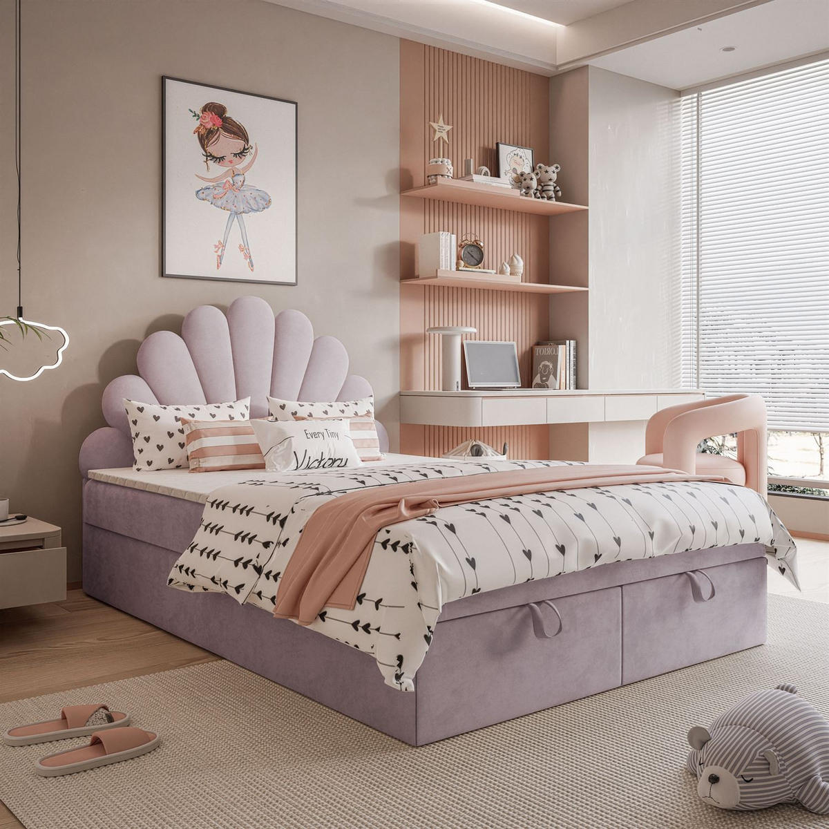 KONTINENTALBETT ASHLEY II mit Federkernmatratze 160x200 cm, Stoff: Magic Velvet 2249, Topper: ja - Violett, Textil (160/200cm) - Lookway