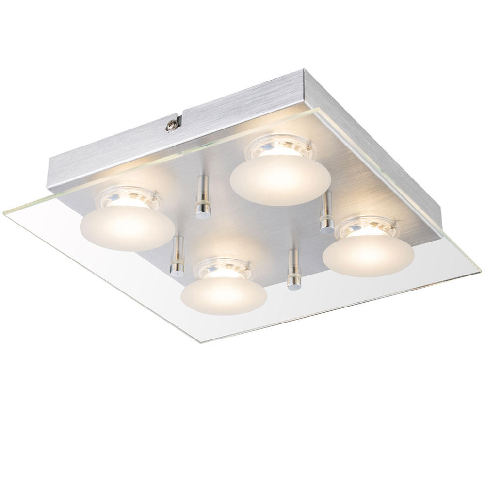 LED DECKENLEUCHTE Aluminium Silber Glas - Silberfarben, Glas (24/24/5.8cm) - Globo Lighting
