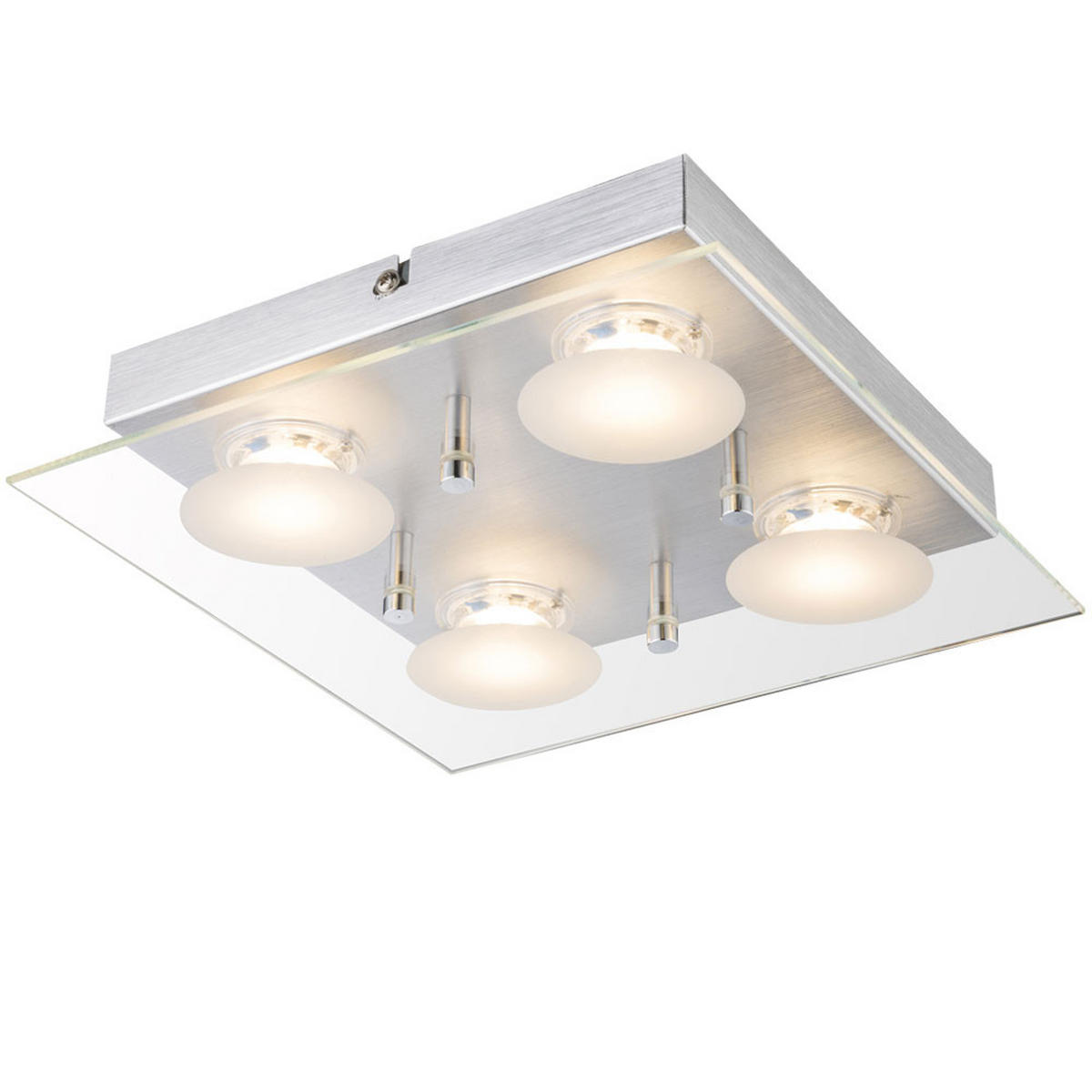 LED DECKENLEUCHTE Aluminium Silber Glas - Silberfarben, Glas (24/24/5.8cm) - Globo Lighting