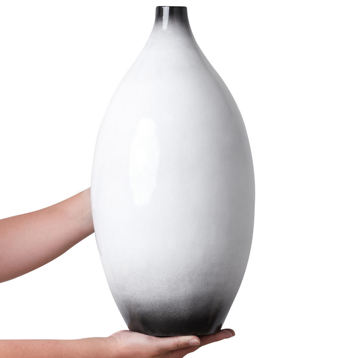 DEKOVASE Terrakotta weiß Baeza - Weiß, Stein (46cm) - Beliani