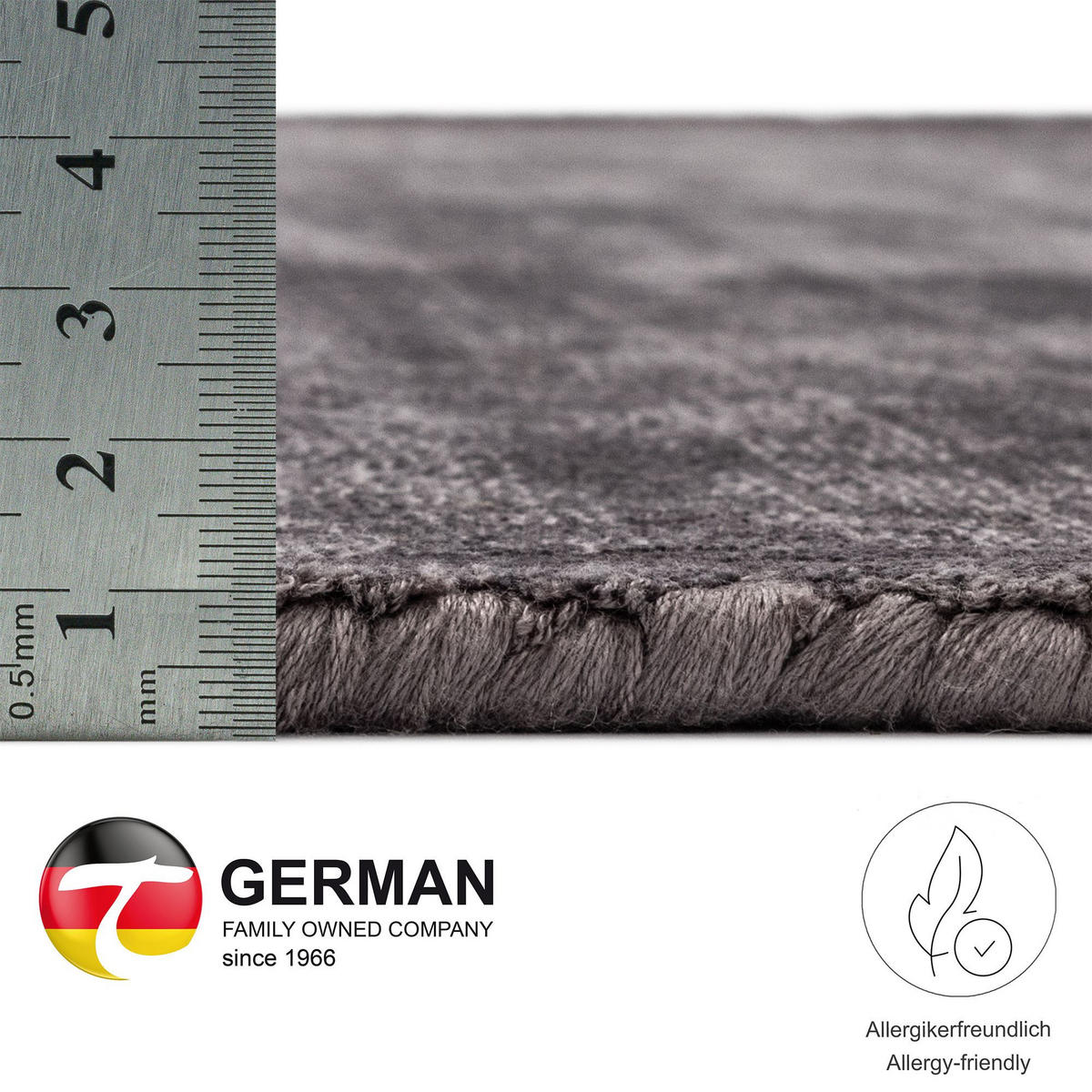 VISKOSETEPPICH Star 190x190 cm - Anthrazit, Textil (190/190cm) - THEKO