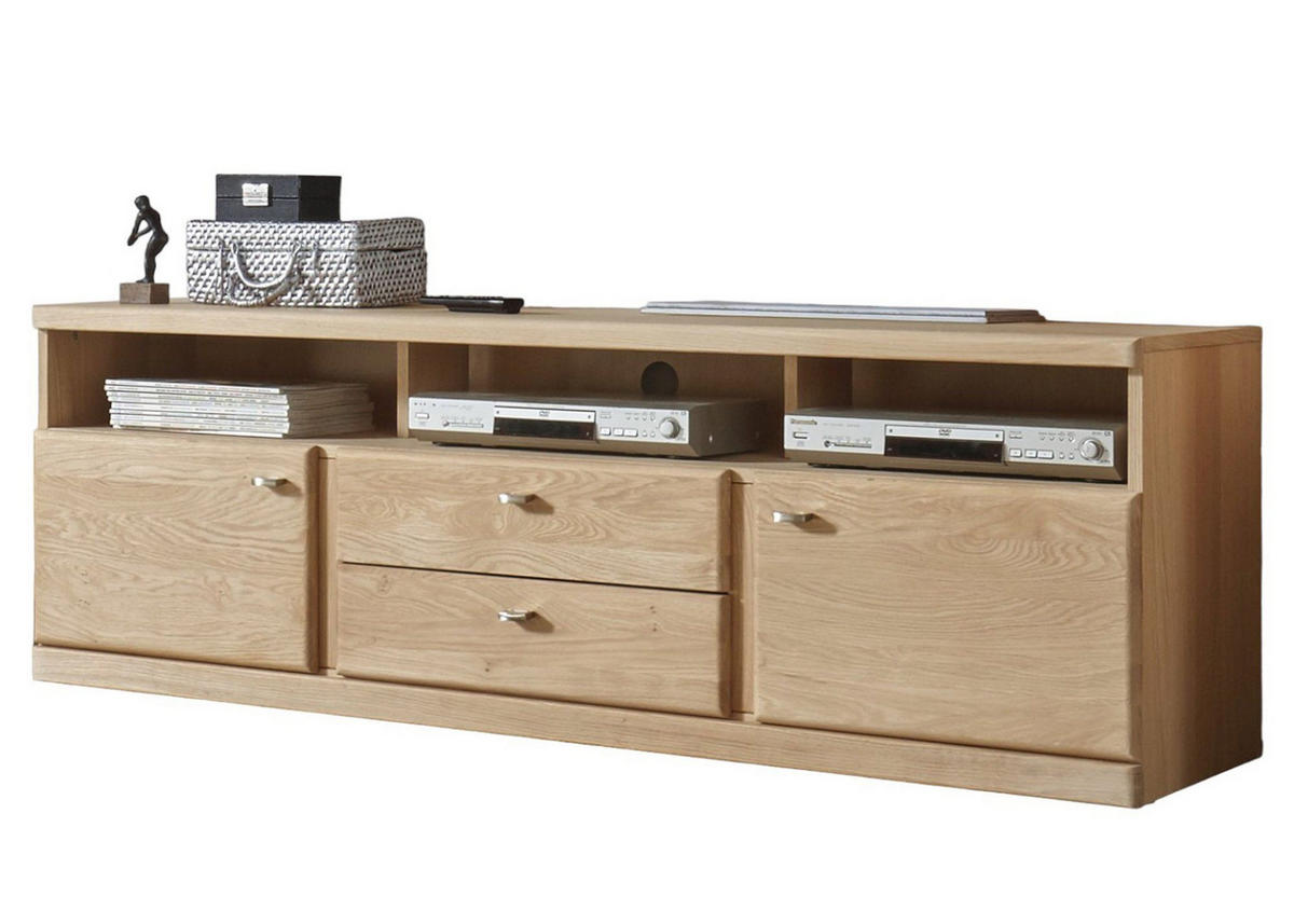 WOHNZIMMERSCHRANK Teilmassiv Ianisha 305x210x46 Wohnwand Wildeiche Bianco geölt - Naturfarben, Holz (305/210/46cm) - 58aufmkessel