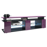 LOWBOARD Movie Fronten und obere Platte des Aufsatzes in Brombeer Hochglanz - Brombeere, Holzwerkstoff (138.5/39/39cm) - Vladon