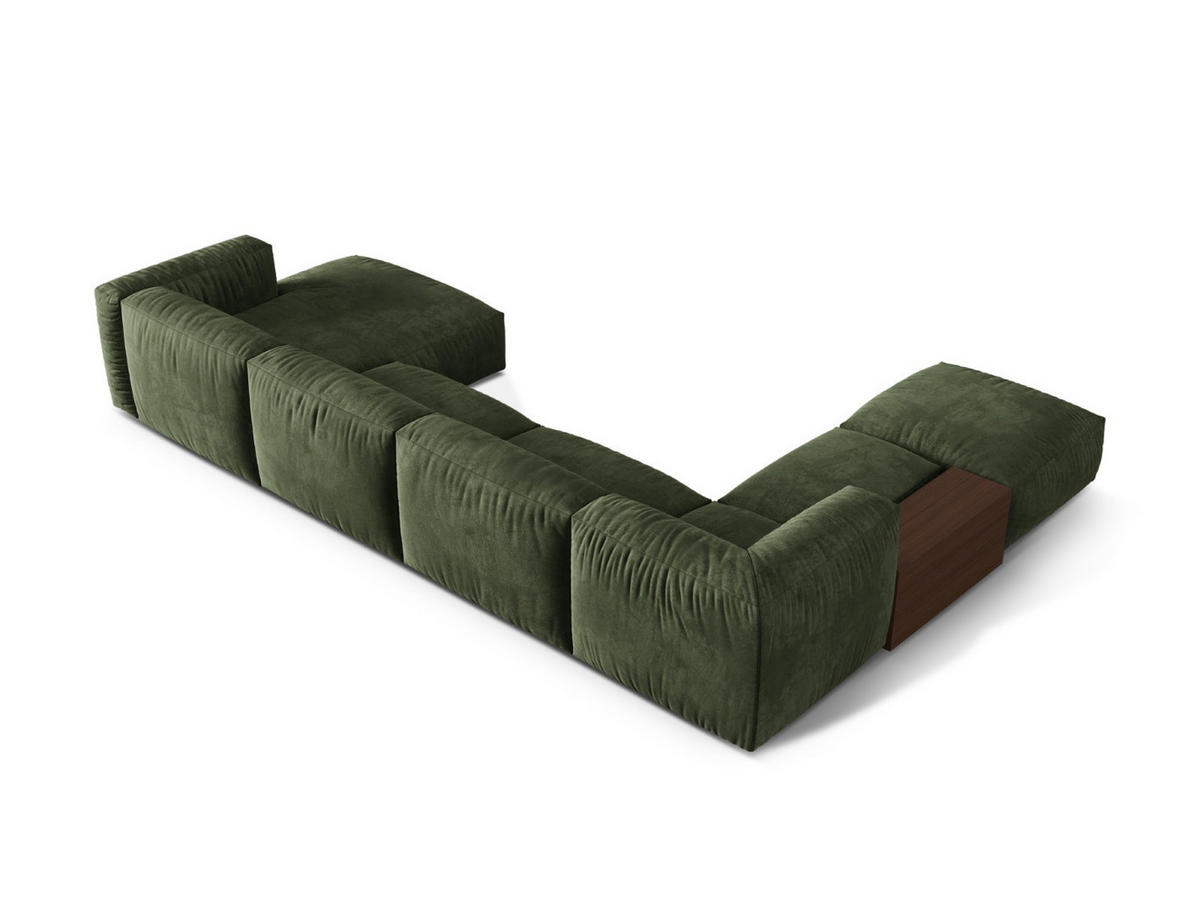 PANORAMASOFA modular links Martina aus Samt grün 5 Sitzplätze - Grün, Textil (280/75/406cm) - Micadoni