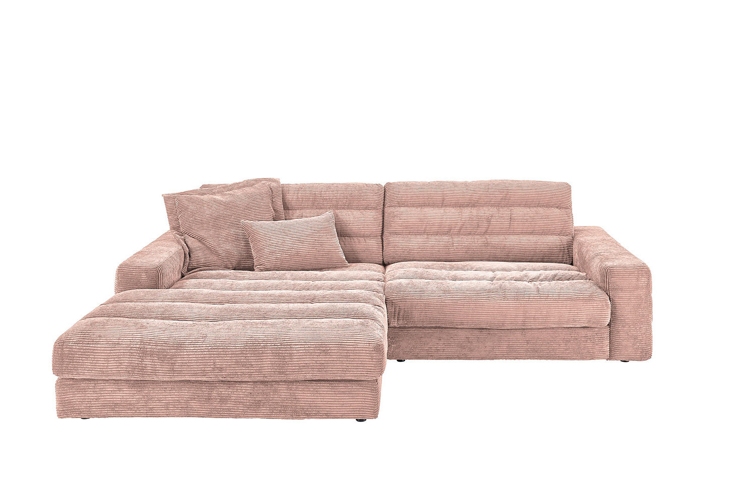 ECKSOFA LANA SOFA Pink Cord - Pink/Schwarz, Textil (296/205cm) - KAWOLA