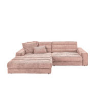 ECKSOFA LANA SOFA Pink Cord - Pink/Schwarz, Textil (296/205cm) - KAWOLA
