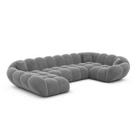 WOHNLANDSCHAFT Liva Dunkelgrau Samtstoff U-Form XL Links - Dunkelgrau, Textil (323/70/193cm) - VAROYAL