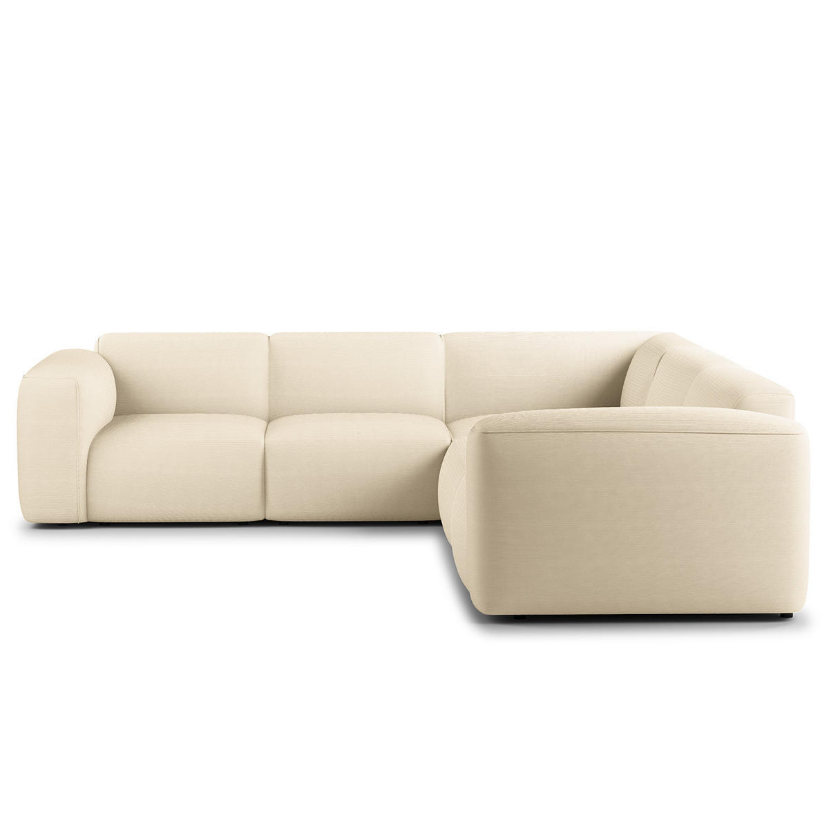 ECKSOFA mit Rundecke - Beige/Schwarz, Kunststoff/Textil (325/260cm) - home24