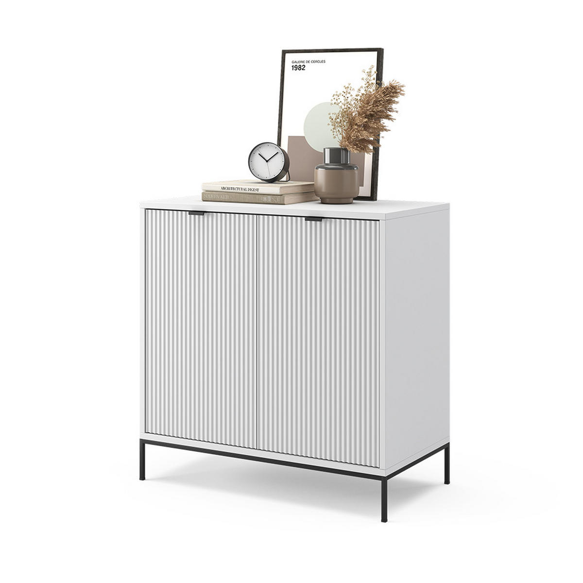 KOMMODE Eliza Weiß 80 x 81.2 cm mit 2 Türen - Weiß, Holzwerkstoff (42/81.2/80cm) - Vicco