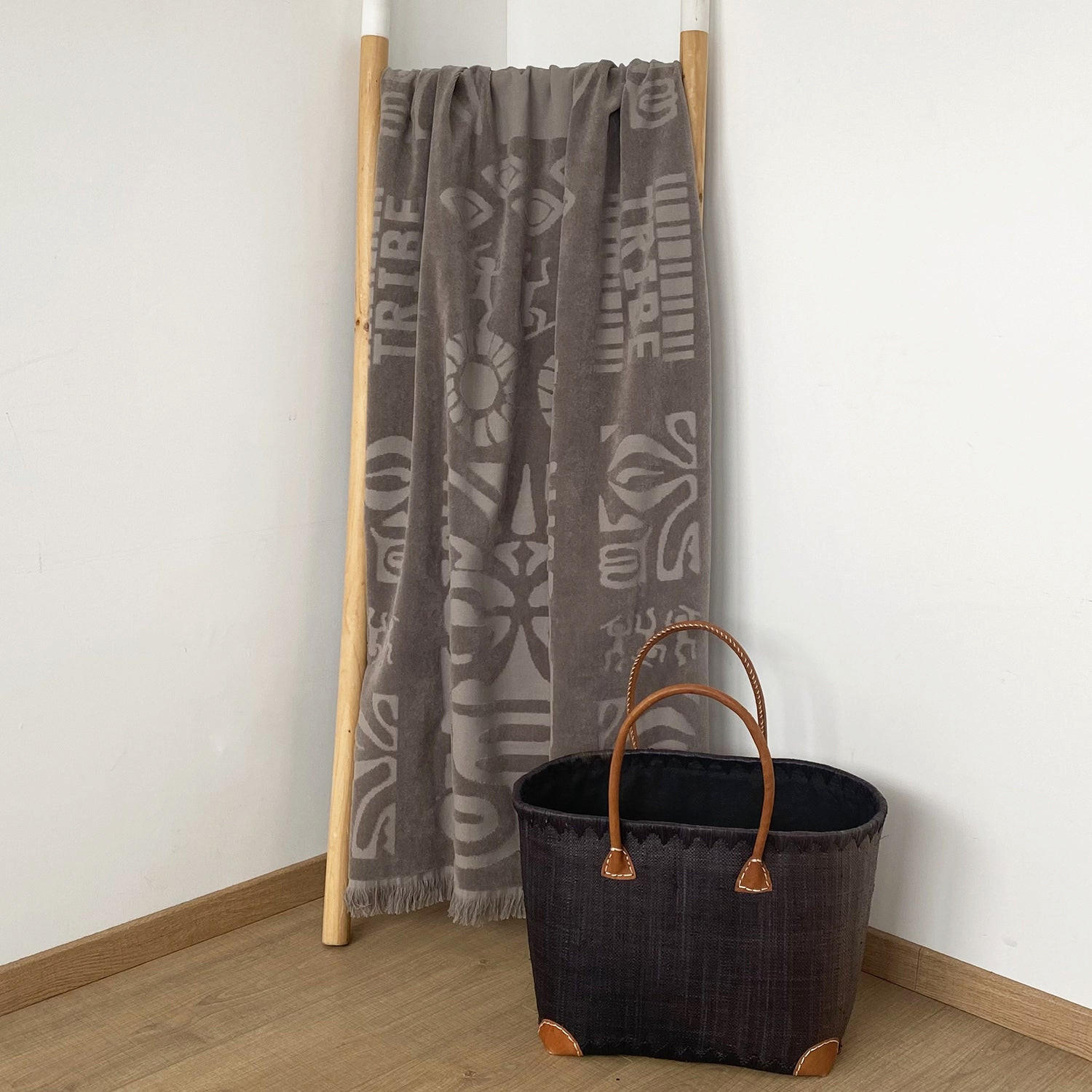 STRANDTUCH Frottee Velours Jacquard Ziseliert Izapa 90x170 340g/m² - Grau, Textil (90/170cm) - LE COMPTOIR DE LA PLAGE