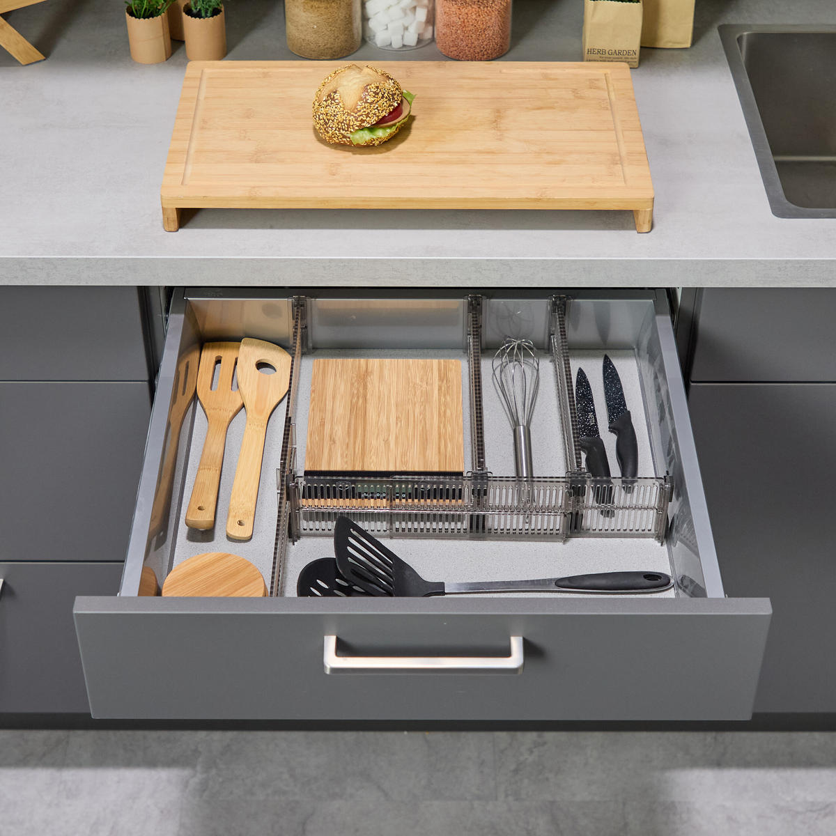 16-DIELNA súprava na členenie zásuviek - priehľadné, plast (28/8/2.5cm) - Relaxdays