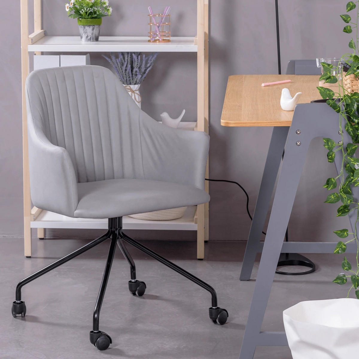 BÜROSTUHL Textil Hellgrau - Hellgrau, Textil (58/82/55cm) - Nest Dream