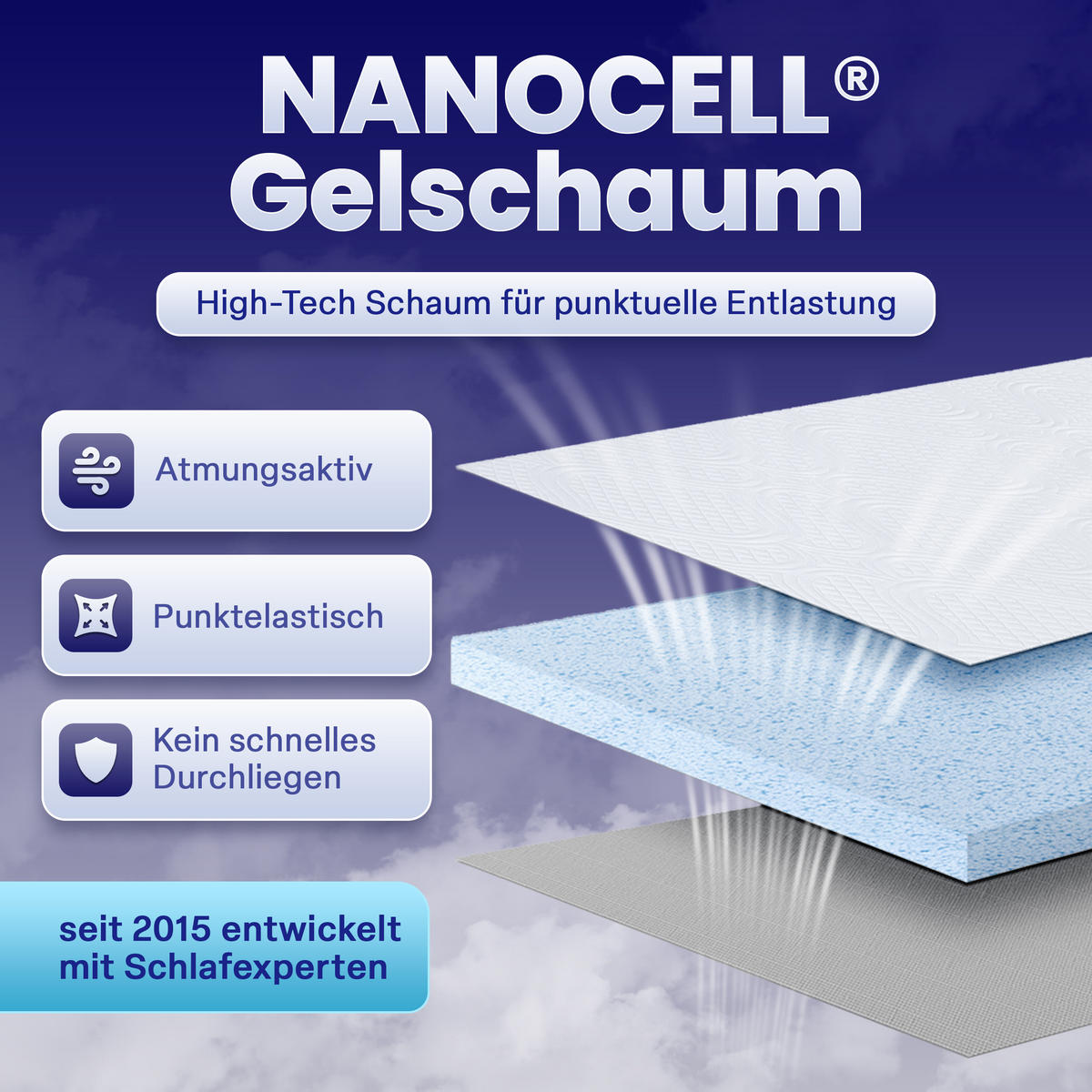 GEL-MATRATZE ANNA, Höhe 13cm, 140x200cm - Weiß, Textil (140/200cm) - Arensberger