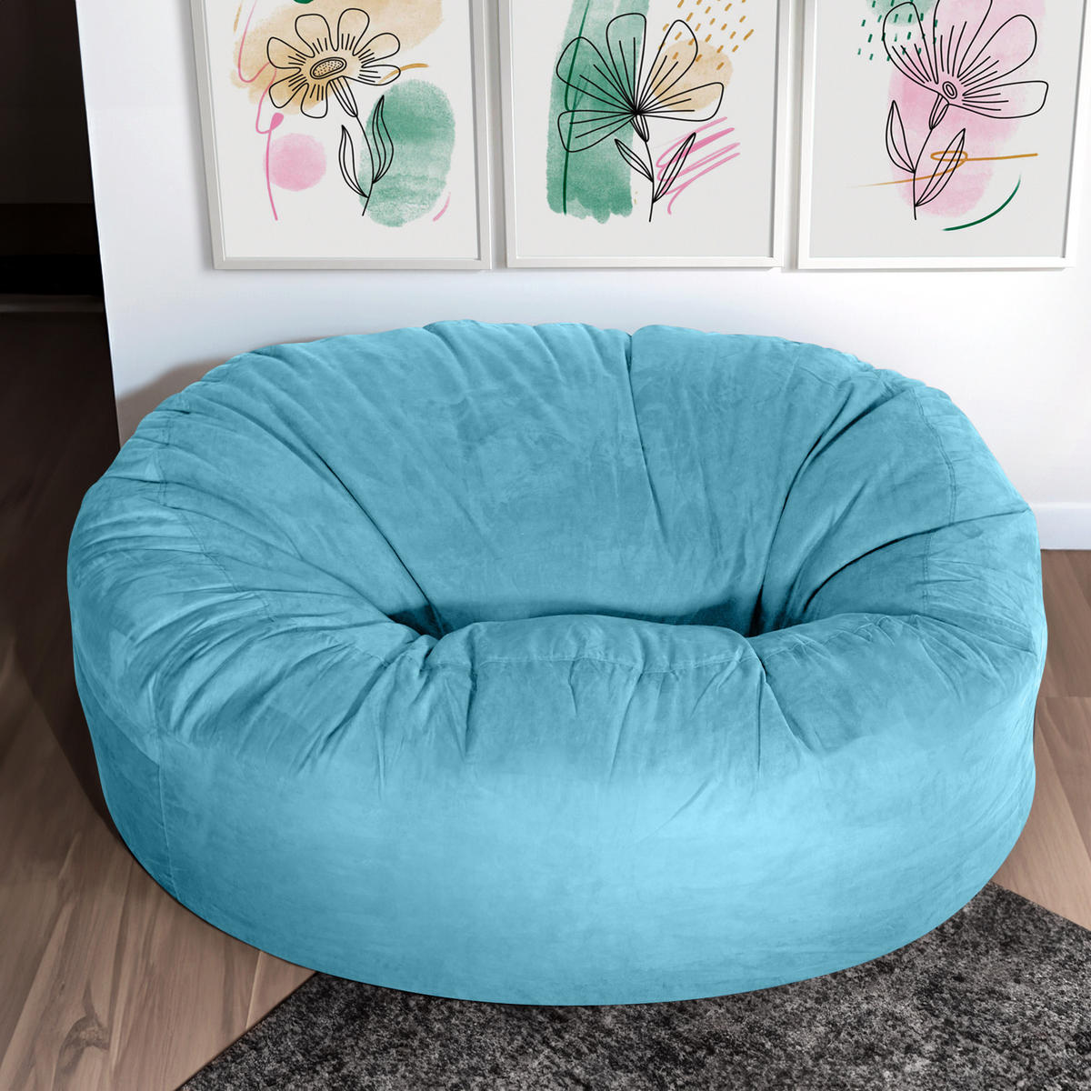 RIESEN-SITZSACK XXL JUMBO Velours 6ft - Hellblau, Textil (180/120/180cm) - Green Bean