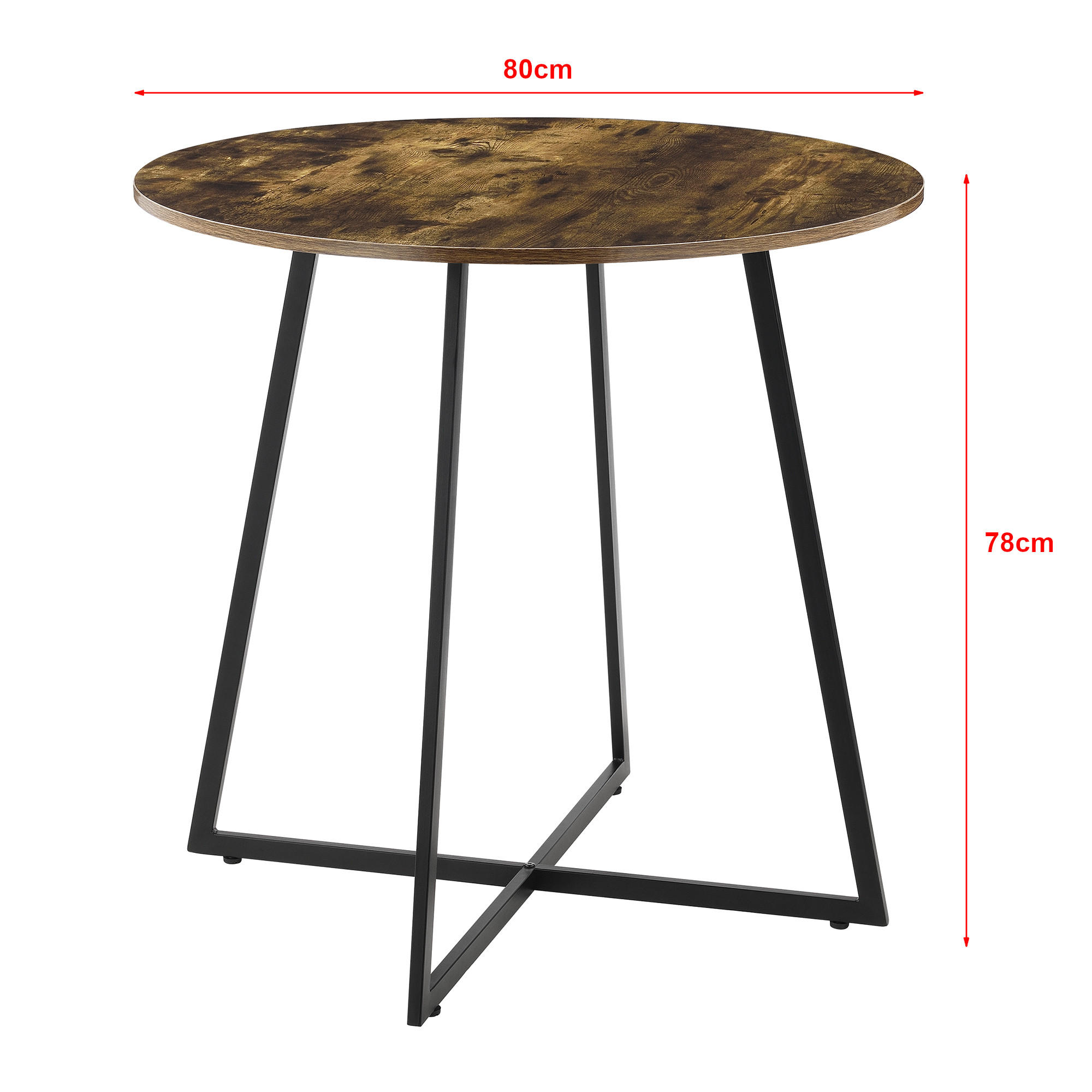 KÜCHENTISCH Vaggeryd - Dunkelbraun/Schwarz, Holzwerkstoff/Metall (80/80/78cm) - [en.casa]