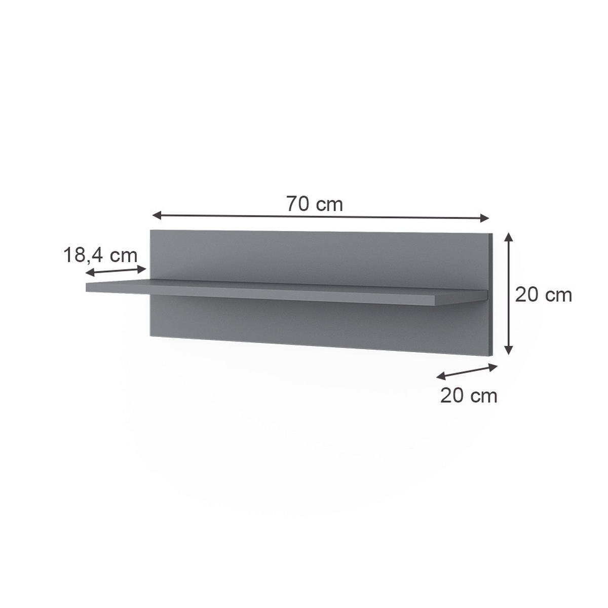 WANDREGAL Ajaton Grau 70 x 20 cm - Grau, Holzwerkstoff (70/20/20cm) - VitaliSpa