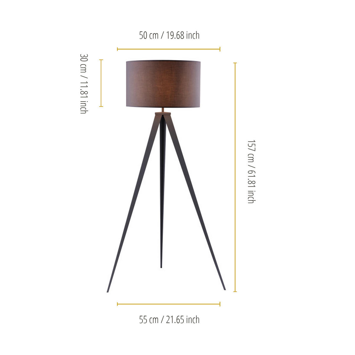 STEHLEUCHTE Grau - Grau, Metall (157/55/157cm) - Teamson Home