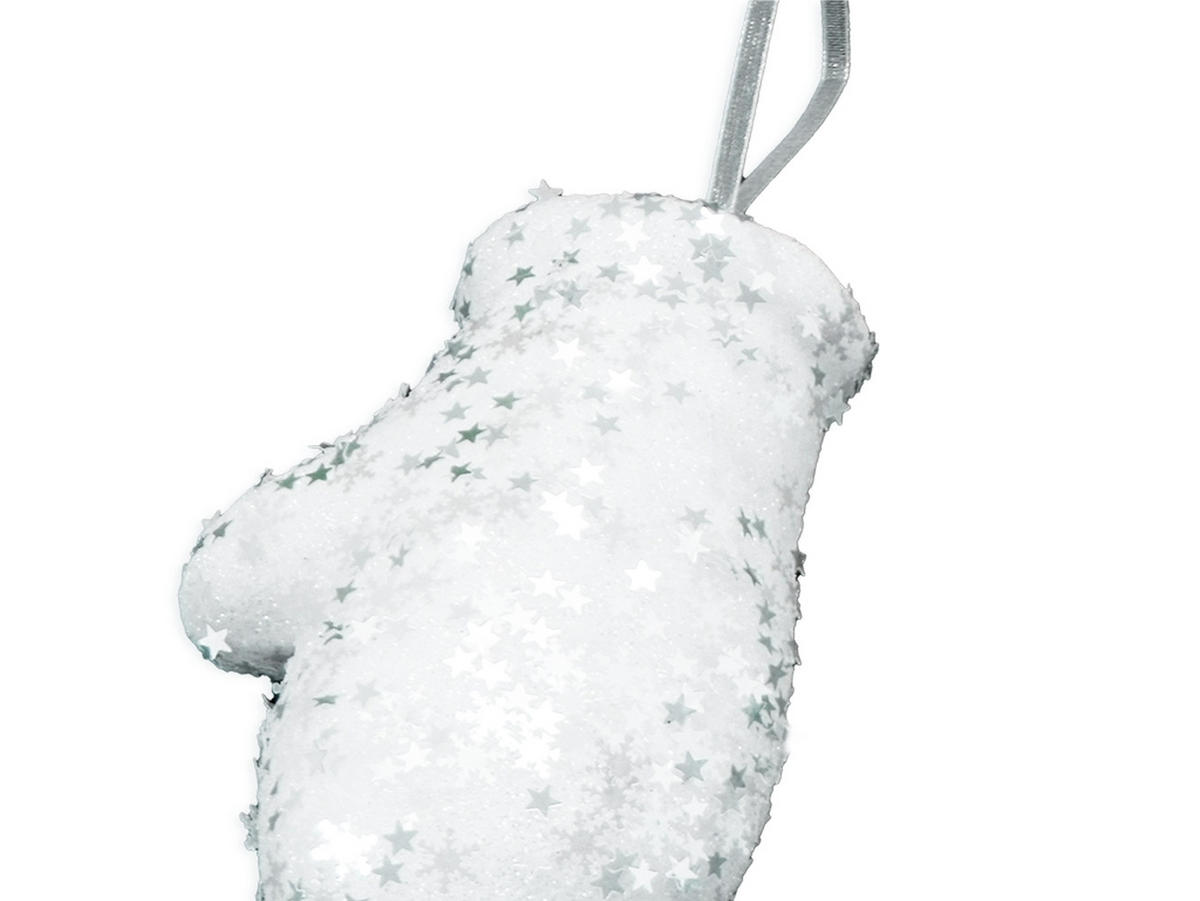 WEIHNACHTSBAUMSCHMUCK Handschuh mit Glitzer weiß 10 cm - Silberfarben/Weiß, Kunststoff (15/15/15cm) - LAALU