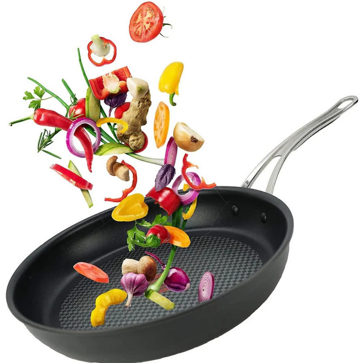 BRATPFANNE Jamie Oliver 28 cm Schwarz Edelstahl Antihaft Induktion 3-tlg - Silberfarben/Schwarz, Metall (28cm) - Tefal