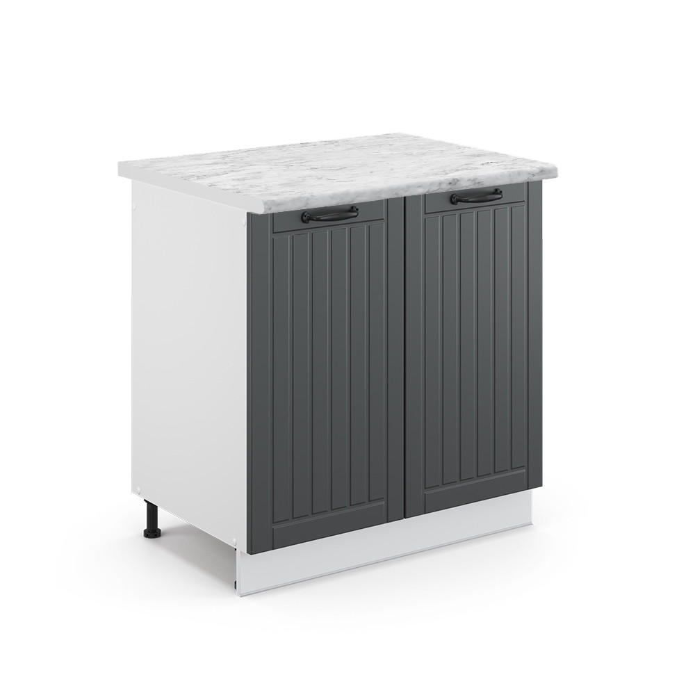 ECKUNTERSCHRANK R-Line Beton 75.6 cm, AP Eiche - Schieferfarben/Weiß, Holzwerkstoff (75.6/81.6/60cm) - Vicco