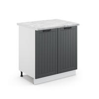 ECKUNTERSCHRANK R-Line Beton 75.6 cm, AP Eiche - Schieferfarben/Weiß, Holzwerkstoff (75.6/81.6/60cm) - Vicco