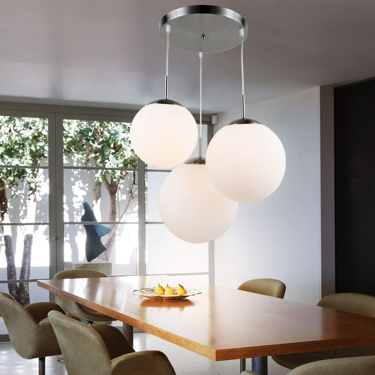 HÄNGELEUCHTE Joel Glas Weiß - Weiß, Glas (51.5/51.5/80cm) - Globo Lighting