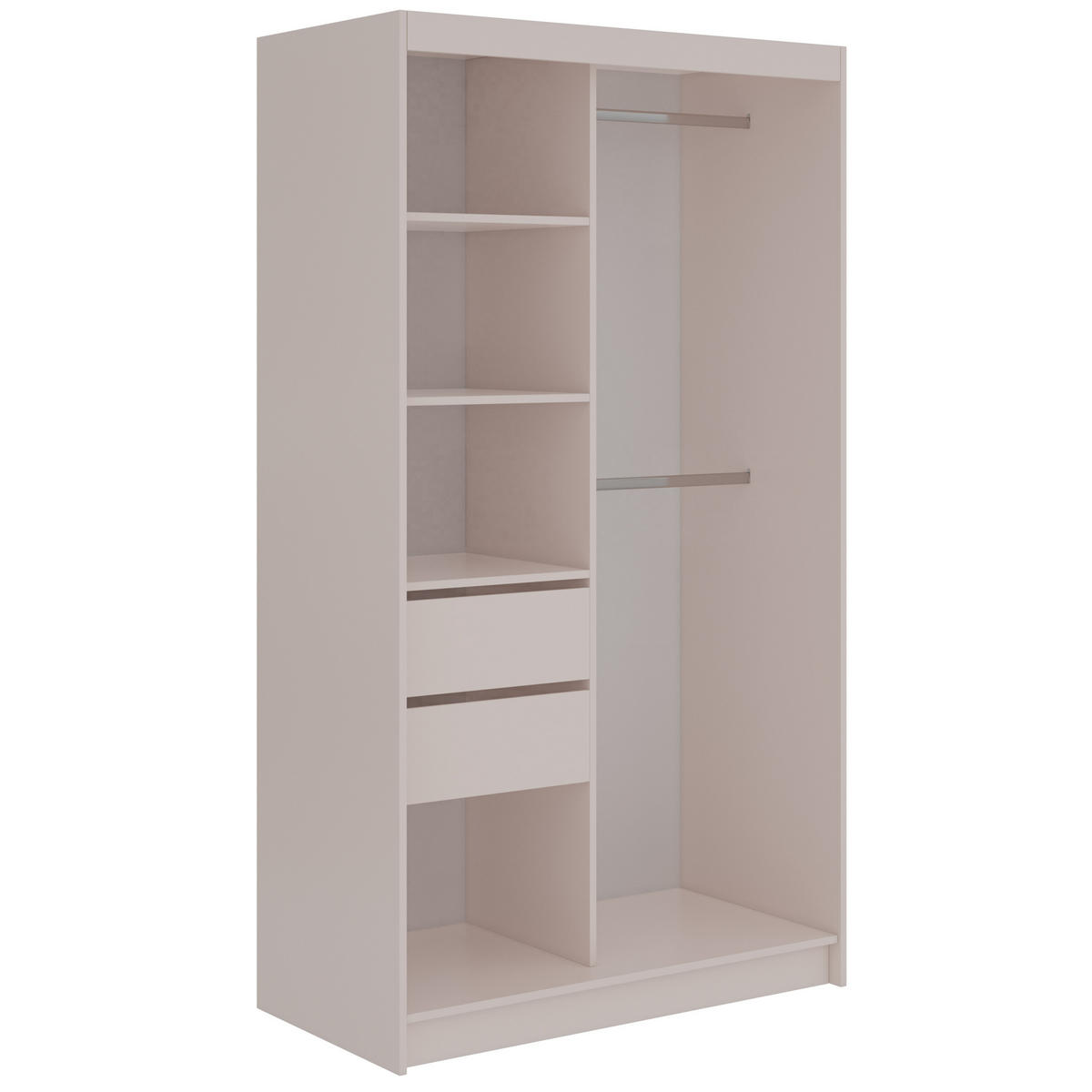 SCHWEBETÜRENSCHRANK mit Schubladen 120 - DUBROWNIK - Kaschmir mit Spiegel - Kaschmir/Alufarben, Holzwerkstoff/Metall (120/216/61cm) - MKS