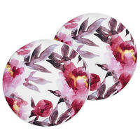 GARTENKISSEN 2er-Set Blumenmuster weiß/Rosa 40 cm Lanrosso - Weiß, Textil (40/40cm) - Beliani