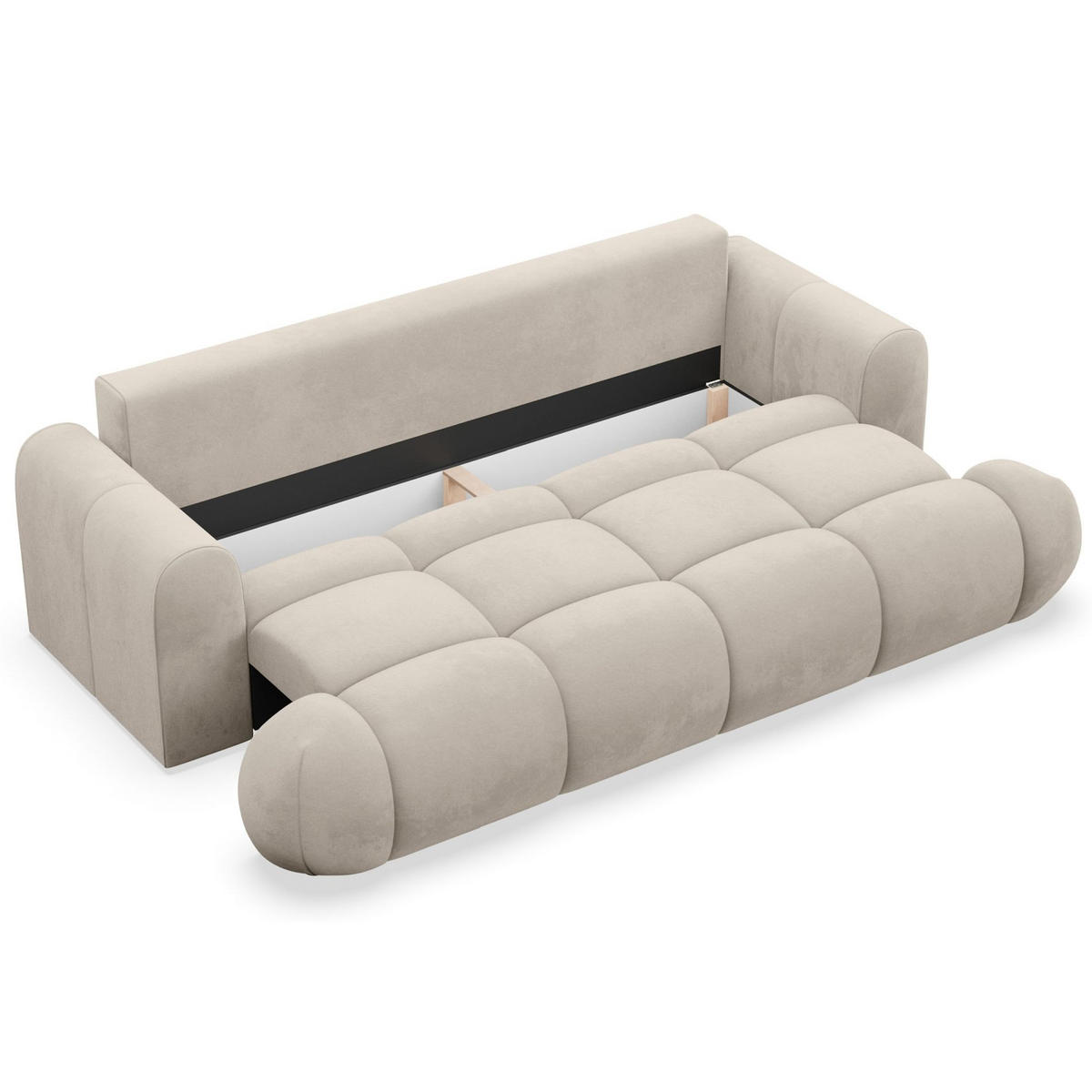 3-SITZER SOFA Ombo Doce Beige wasserabweisender Samt - Beige/Schwarz, Kunststoff/Textil (250/92/110cm) - Selsey