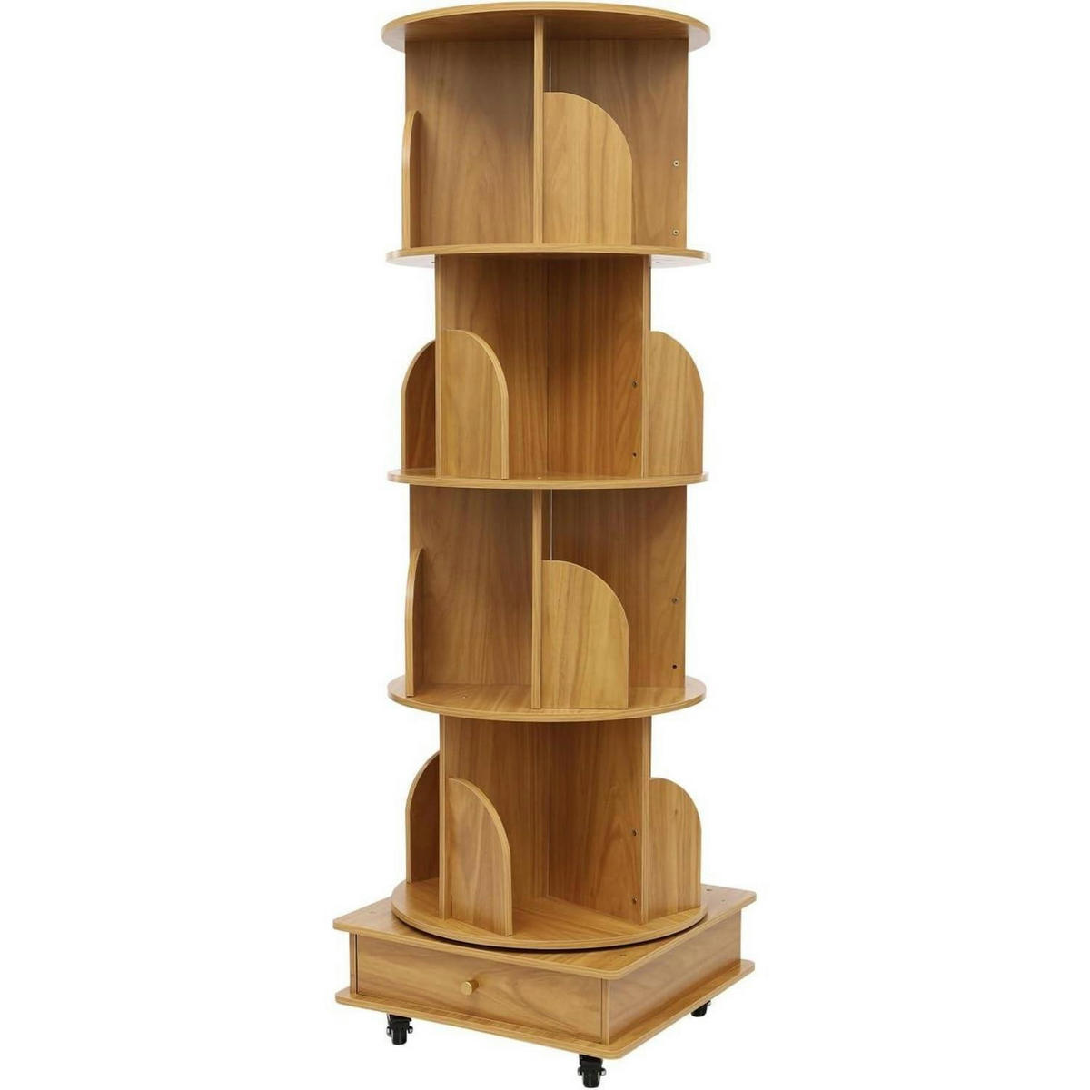 BÜCHERREGAL drehbar 4 Etagen Walnussoptik - Braun, Holz (46/142/46cm)