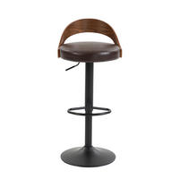 BARHOCKER 2er-Set Braun 360° Drehbar Höhenverstellbar mit Rückenlehne - Braun, Leder (42.5/77/42cm) - PANGIVO