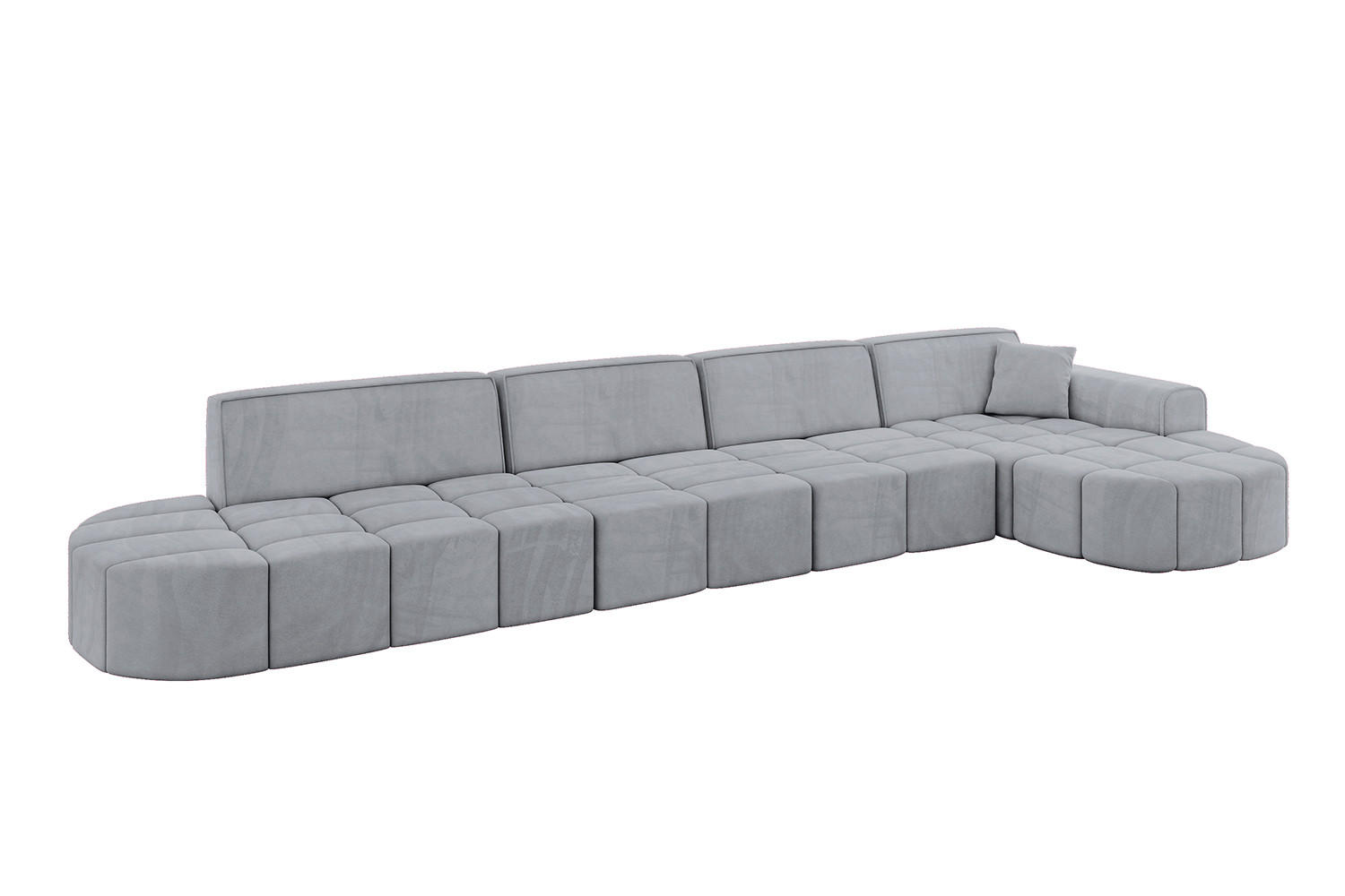 ECKSOFA Ottomane Rechts LIVO-L3 - 422x173x79,5 cm Hellgrau - Grau, Holzwerkstoff/Textil (422/173cm) - ALTDECOR