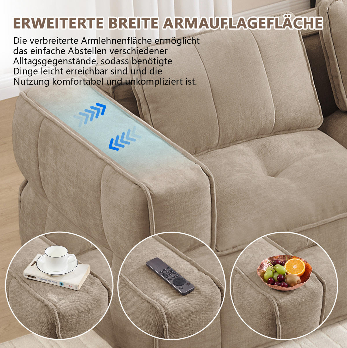 SOFA modular ohne Montage Polyester Sand - Sandfarben, Textil (217/67/93cm) - IVMEU