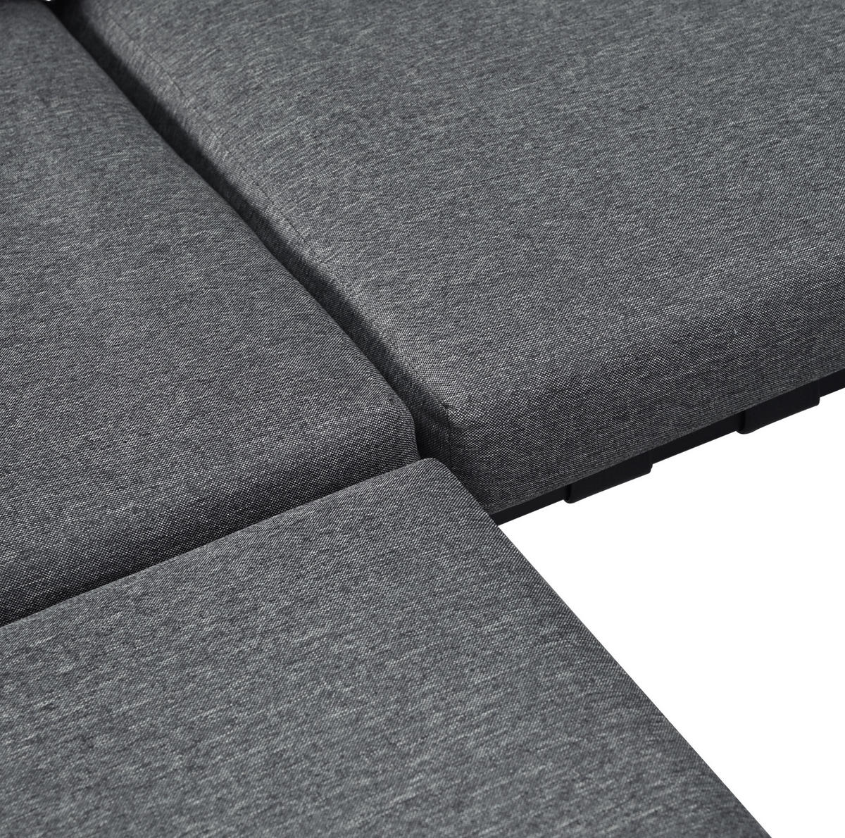 GARTENMÖBEL-SET 183/74/79 cm grau aus Polyester und verzinktem Stahl mit Couchtisch und Fußhocker - Grau, Textil - OKWISH