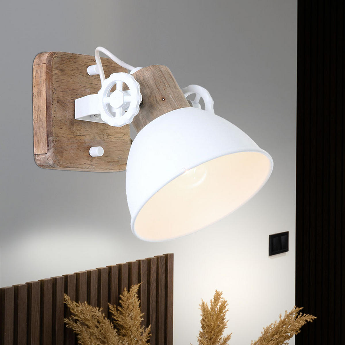 LED WANDLEUCHTE Eichenholz Weiß Metall - Weiß, Holz (9/3/11.5cm)