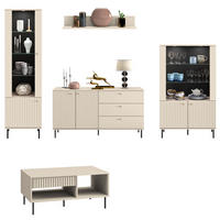 WOHNZIMMER-SET Sophie kaschmir matt 5-teilig - Kaschmir/Braun, Holz/Holzwerkstoff (307/190/60cm) - Feldmann-Wohnen