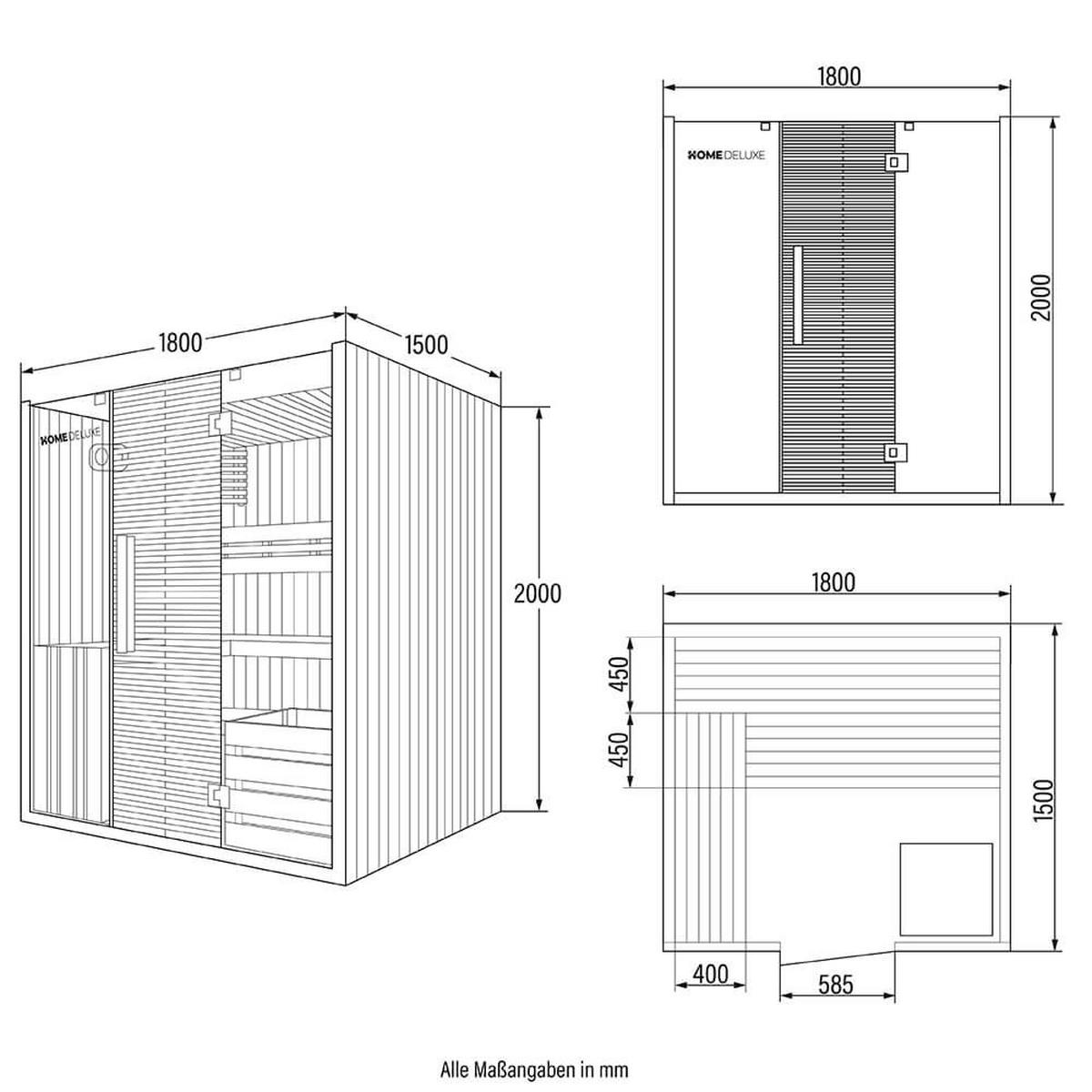 SAUNA OMAHA - Naturfarben, Holz (180/200/150cm) - Home Deluxe
