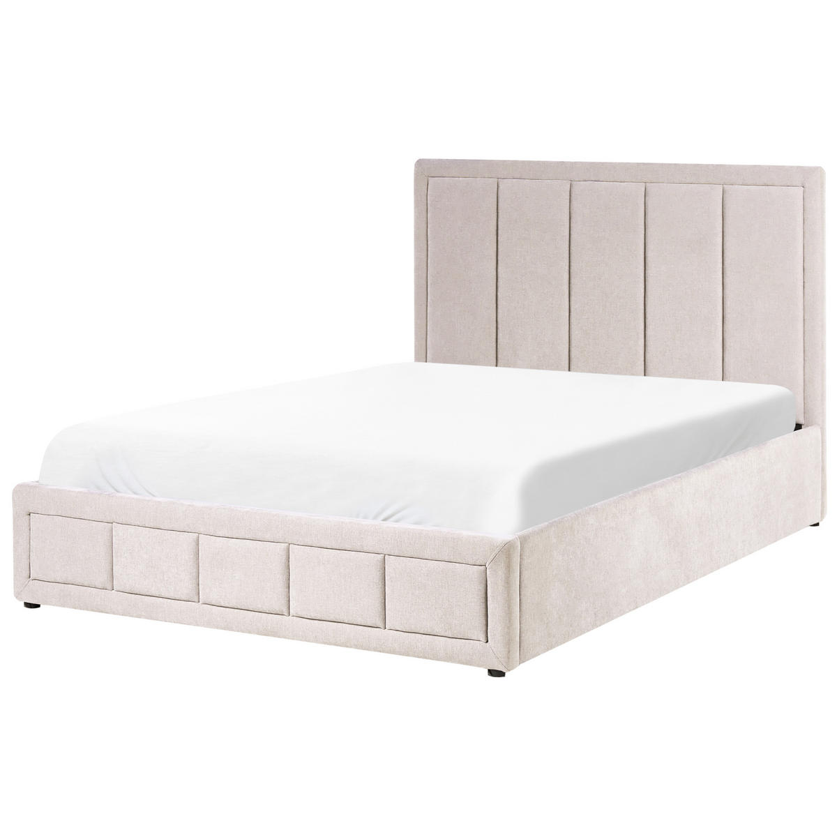 BETT mit Stauraum 140/200 cm Chenillegewebe Taupe Quiberon - Taupe, Textil (140/200cm) - Beliani