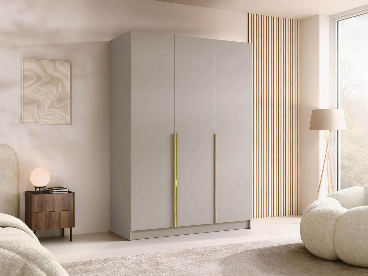 KLEIDERSCHRANK Calia I - Beige/Goldfarben, Holzwerkstoff/Metall (150/215/58cm) - MIRJAN24