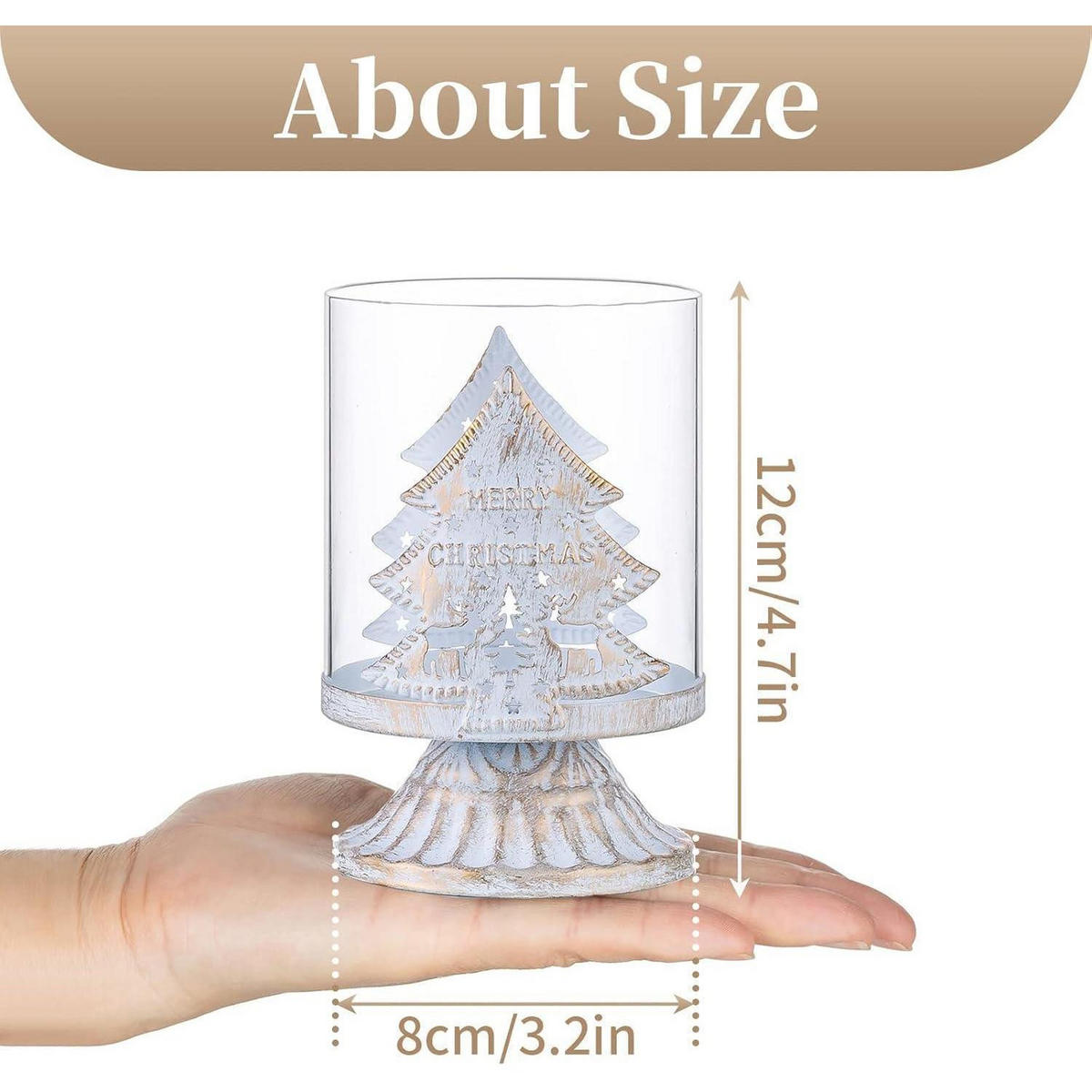 KERZENSTÄNDER 2er Set Weihnachtsbaum Weiß - Weiß, Metall (8/12/8cm)