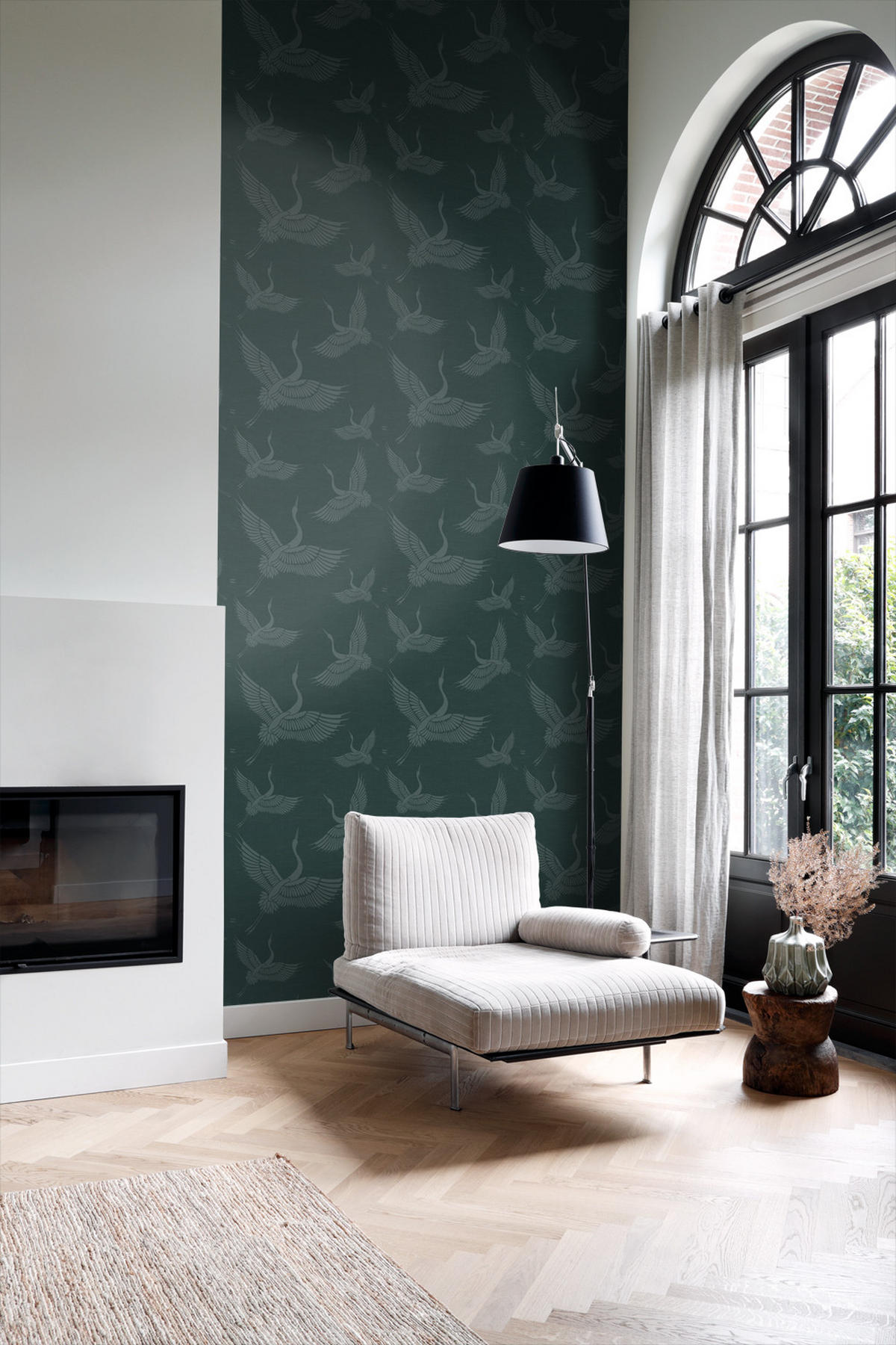 TAPETE Kraniche 53 cm x 10.05 m - Blau, Papier (53/1000cm) - Origin Wallcoverings