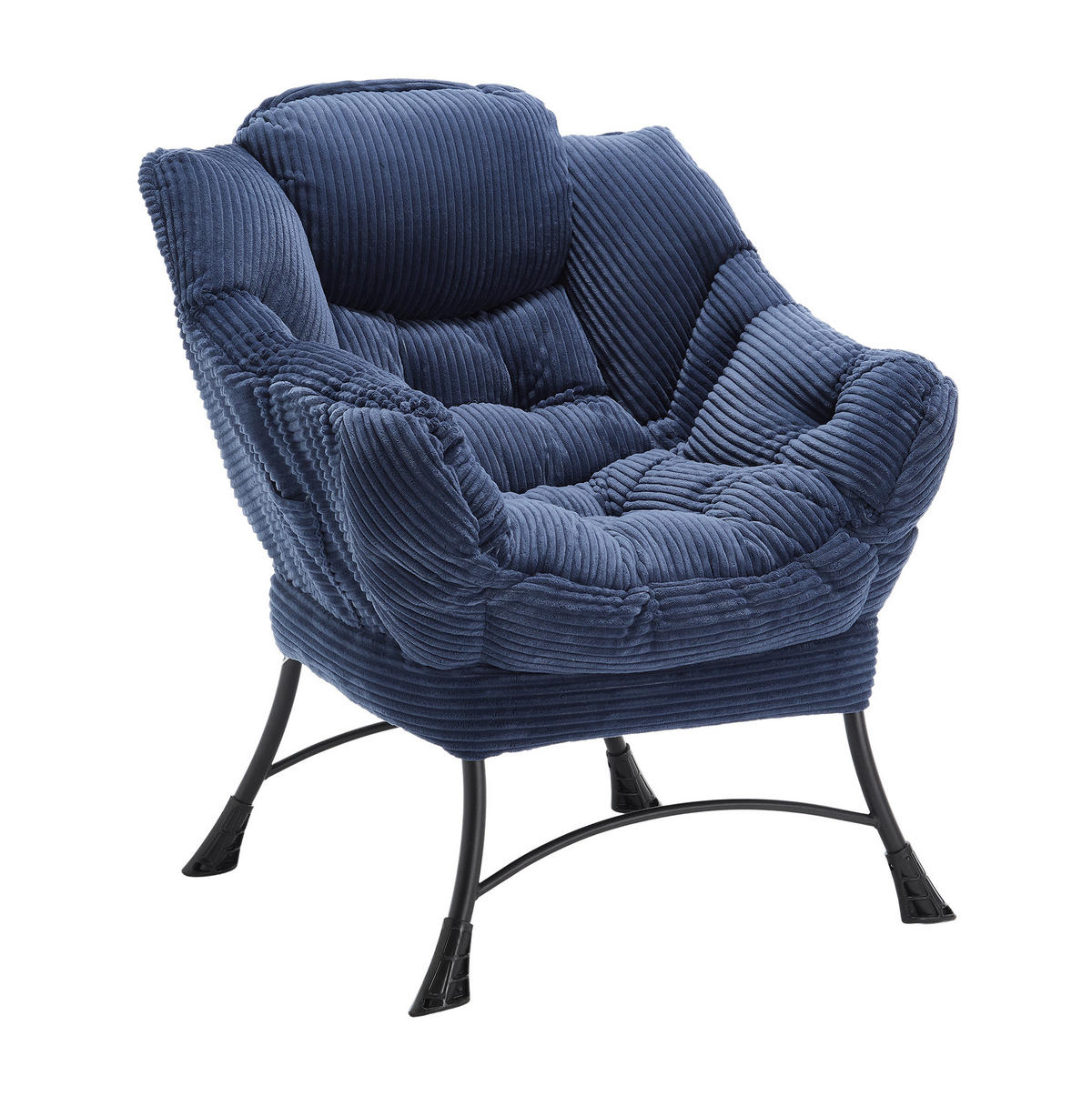 SESSELSET 69,9/64/95 cm in Marineblau mit Hocker und Seitentasche - Dunkelblau, Textil (69.9/95/64cm) - Flora Grace