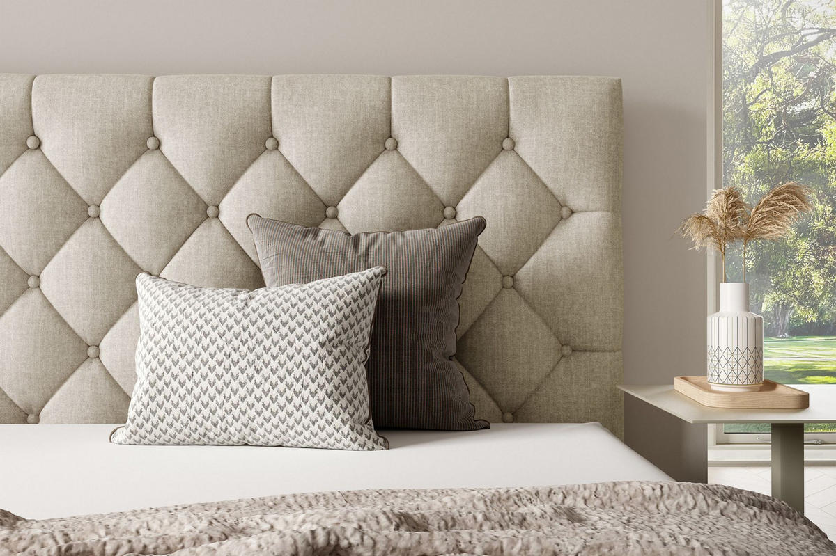 POLSTERBETT Aurevia Hellbeige Samtbezug 180x200 cm - Ecru, Textil (180/200cm) - Selsey