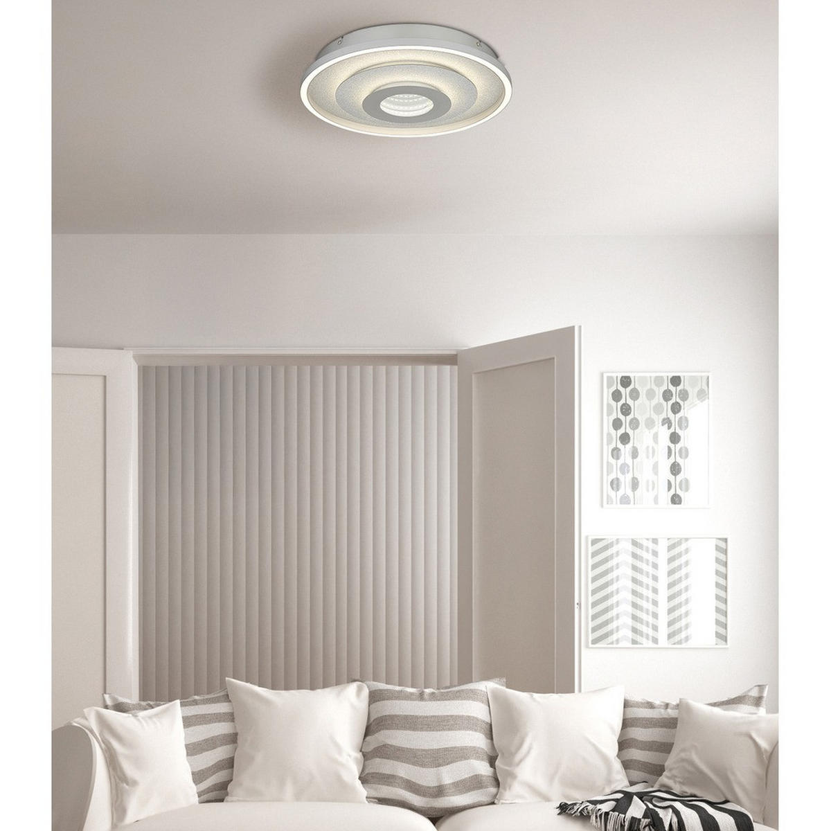 DECKENLEUCHTE MILES Metall silberfarben LED - Silberfarben, Metall (40/40/7.3cm) - Globo Lighting