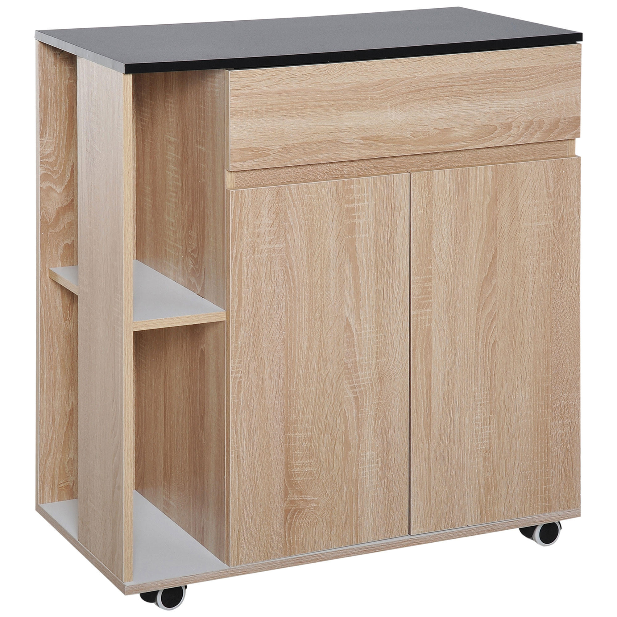 KÜCHENWAGEN, Kücheninsel mit Schublade und Schrank, Schwarz Eiche - Multicolor, Metall (78/88.5/39.5cm) - FORIOUS